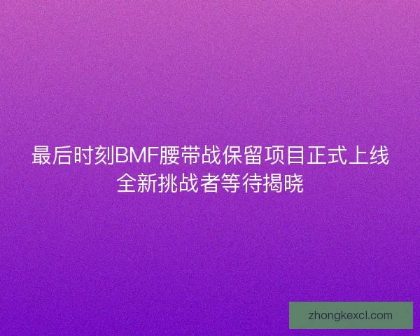 最后时刻BMF腰带战保留项目正式上线全新挑战者等待揭晓